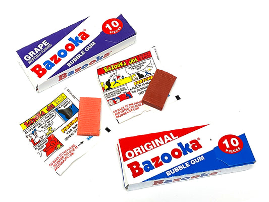 Bazooka Bubble Gum - 10 piece Wallet - original and grape flavors