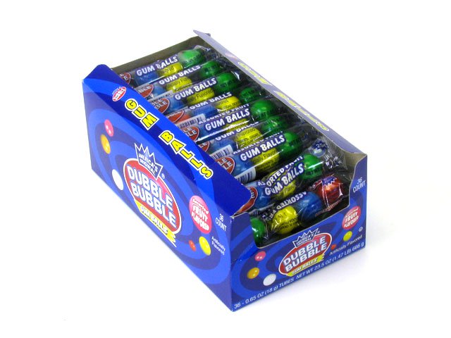 Dubble Bubble Large Gumballs Assorted 4-piece tube - box of 24