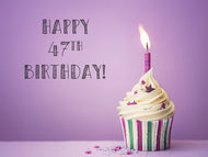Purple Cupcake Box Top with any birthday year. 