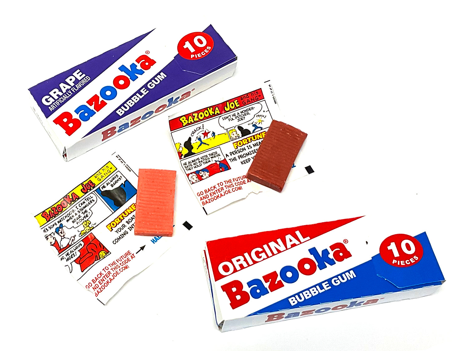 Bazooka Bubble Gum - 10 piece Wallet - original and grape flavors