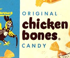 Vintage Chicken Bones Candy tin detail