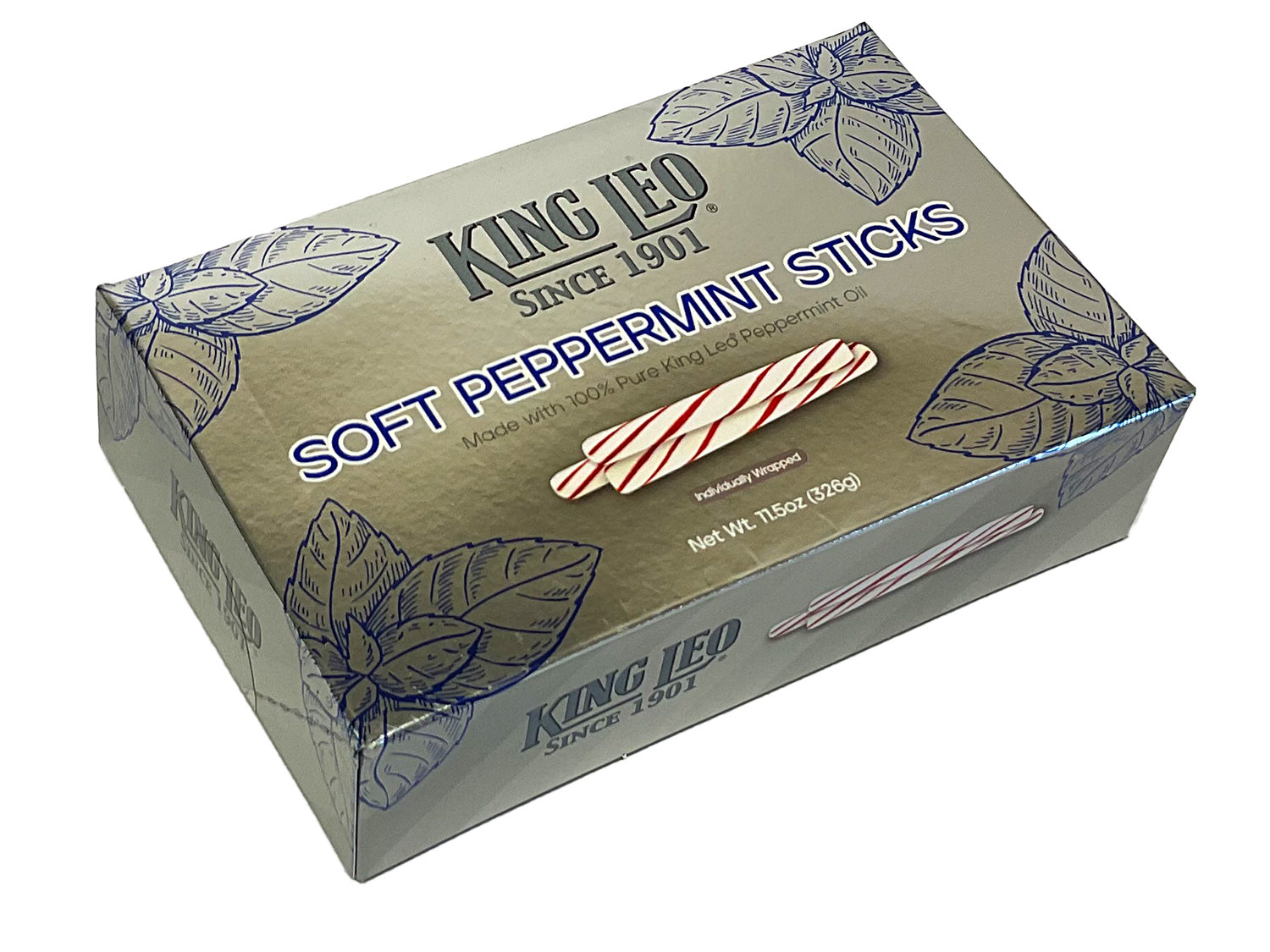 King Leo Soft Peppermint Sticks - 11.5 oz Silver Box