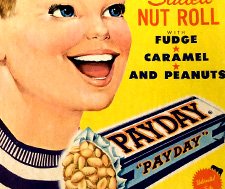 Vintage Pay Day candy box detail