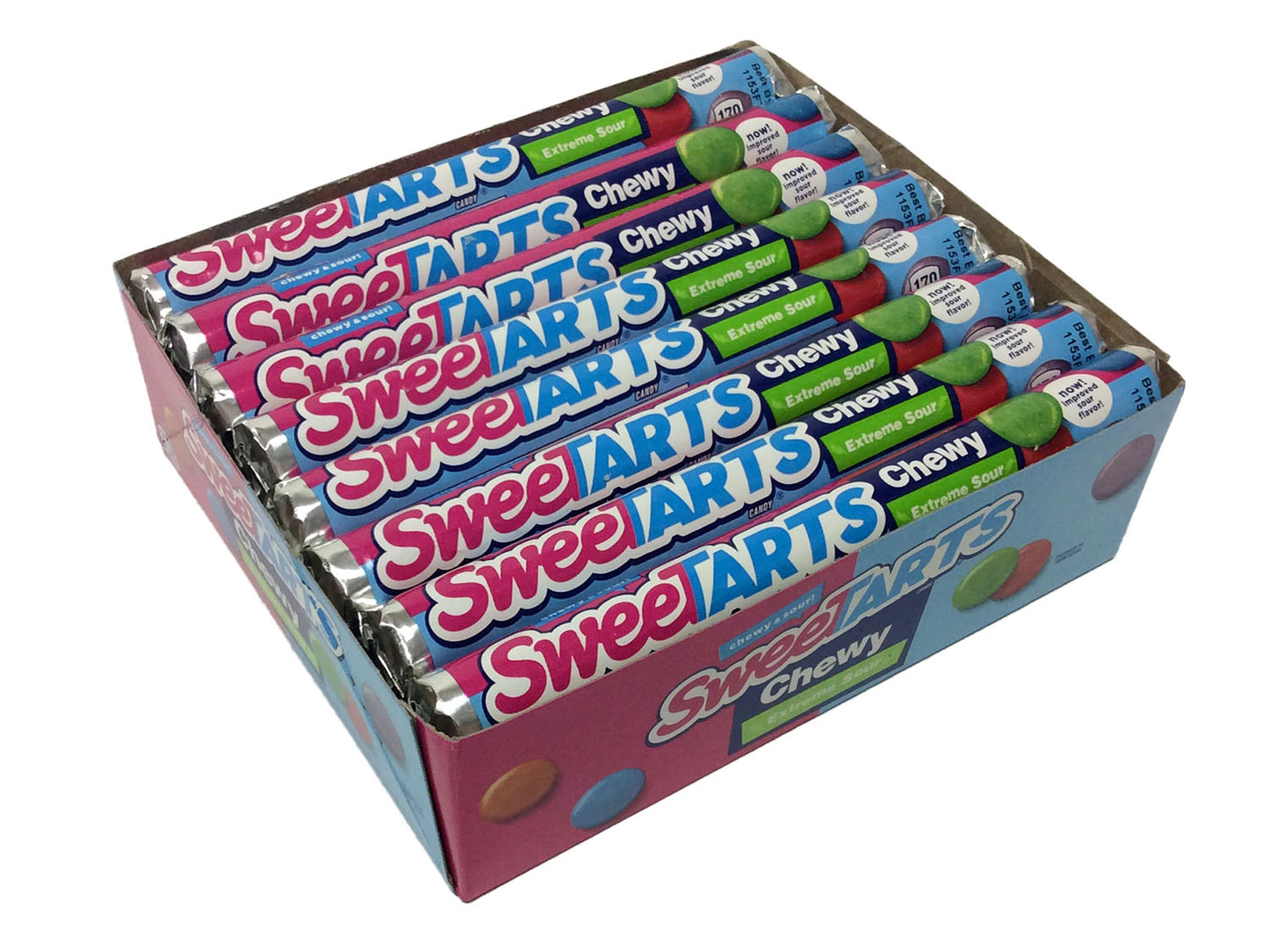 Sweetarts Chewy Extreme Sours (Shockers) - 1.8 oz roll - box of 36