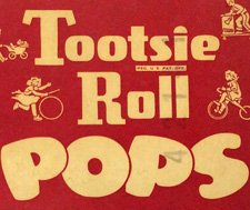 Vintage Tootsie Roll Pops box detail