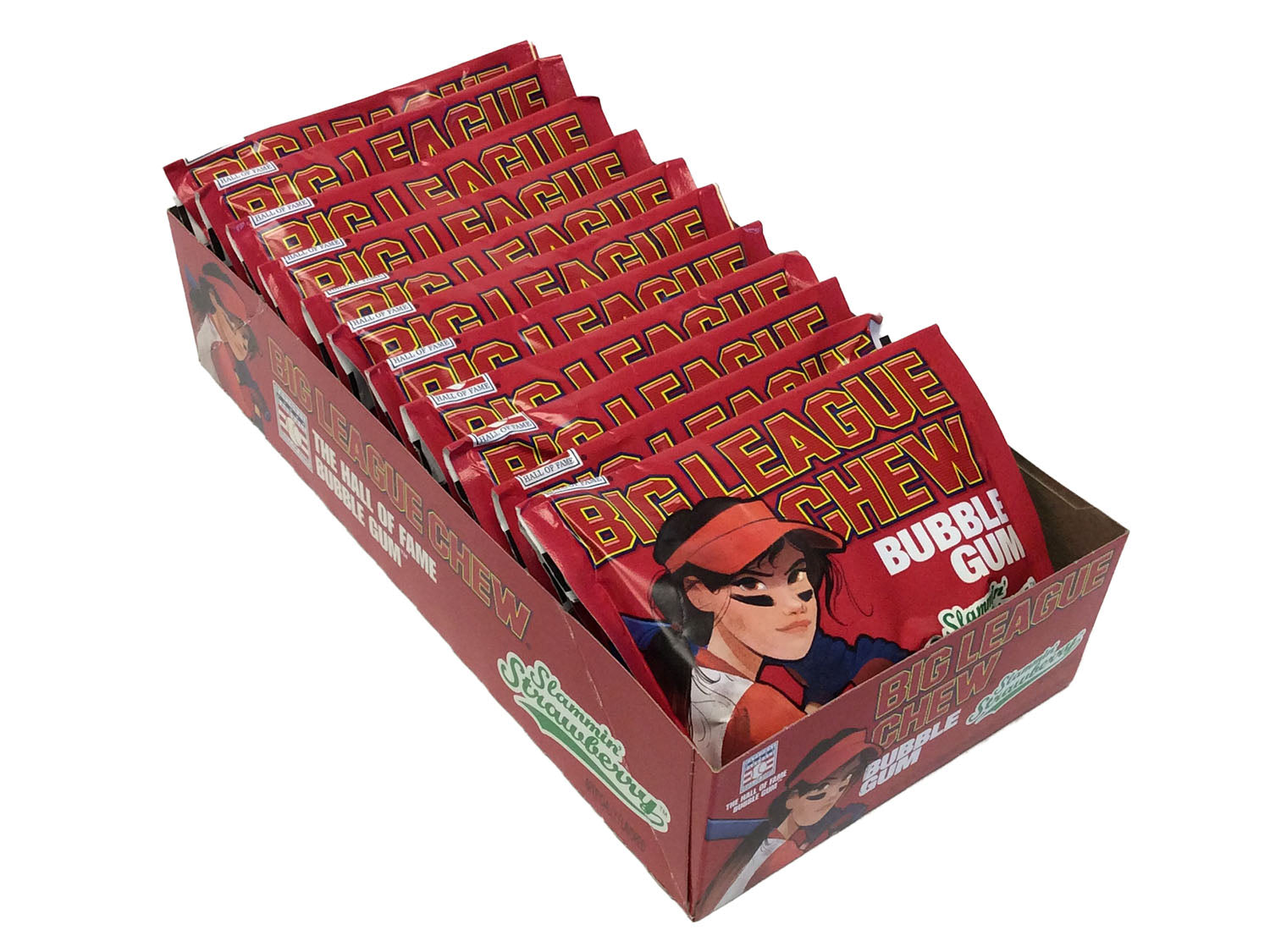 Big League Chew Girl Slammin' Strawberry - 2.12oz pouch - box of 12