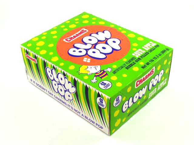 Blow Pops - sour apple - box of 48