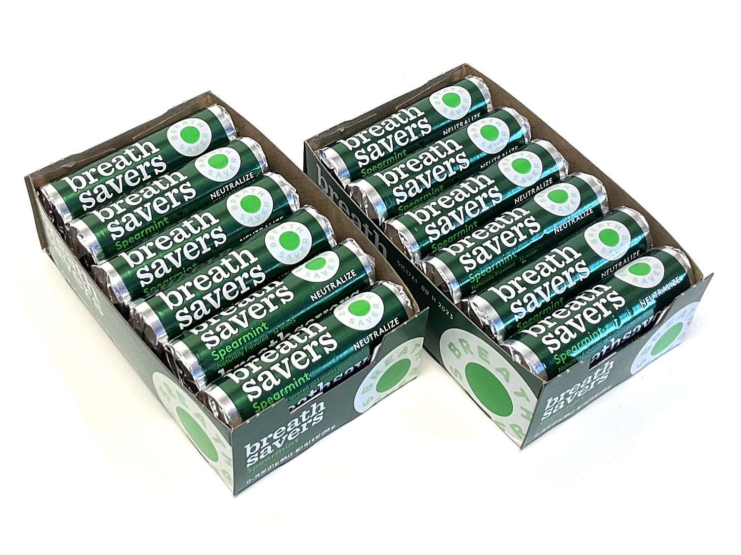 Breath Savers S/F Mints - Spearmint 0.75 oz Roll - Box of 24