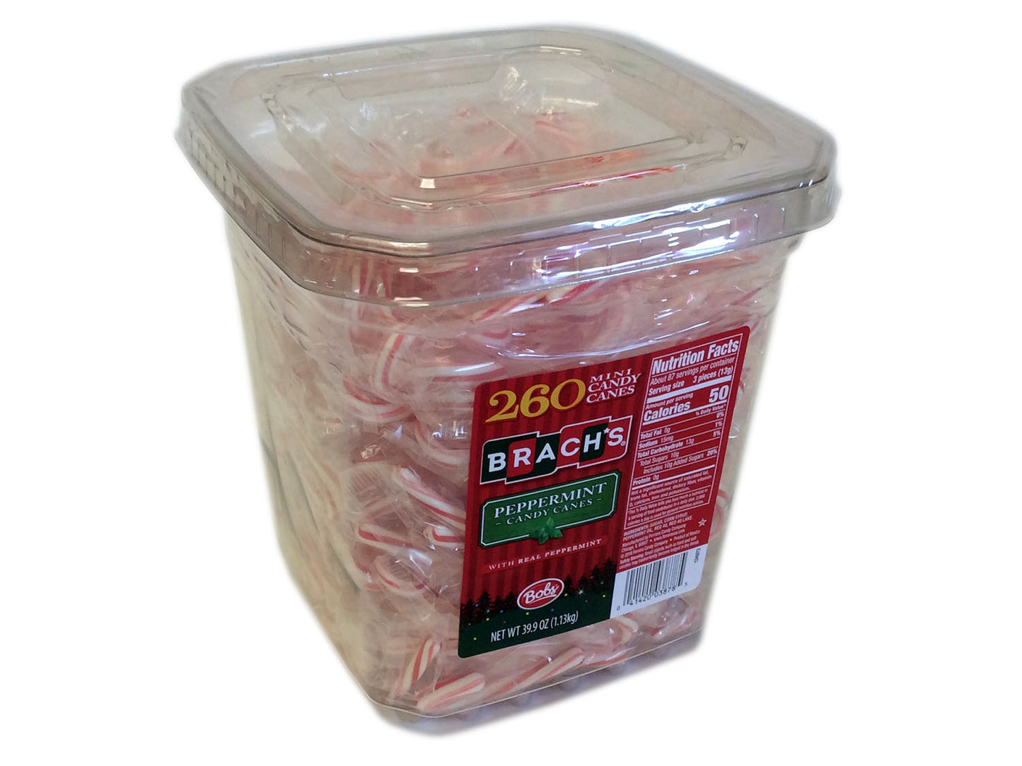 Candy Canes - Mini Red & White - 260 piece plastic tub