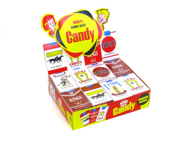 Candy Cigarettes - box of 24 packs - open