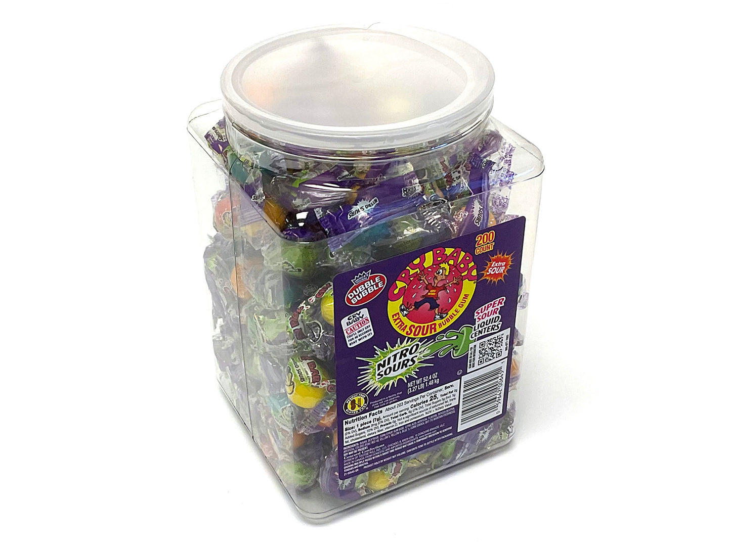 Cry Baby Nitro Sour Bubble Gumballs - wrapped - tub of 200