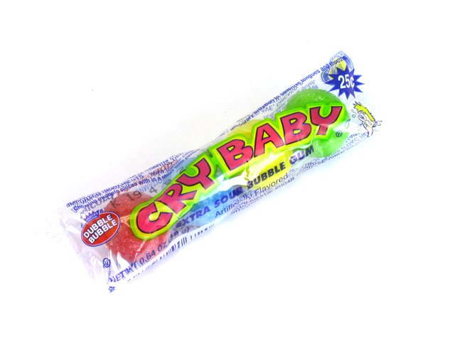 Cry Baby Extra Sour bubble gum - 4-ball tube