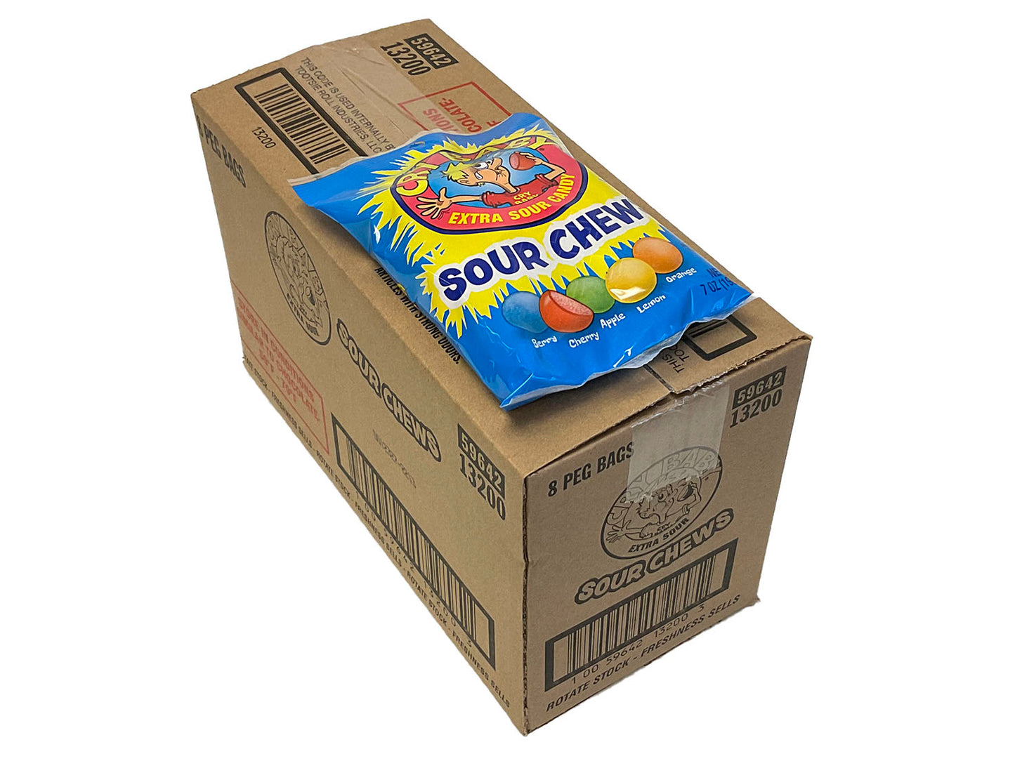 Cry Baby Sour Chews - 7 oz peg bag - box of 8