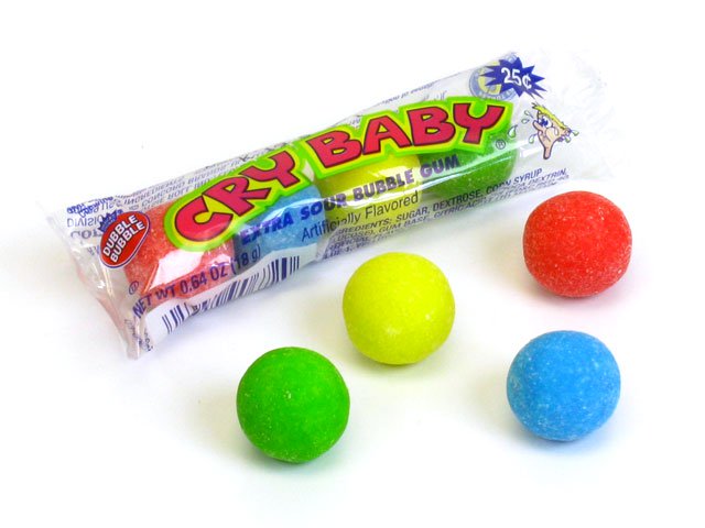 Cry Baby Extra Sour bubble gum with extras