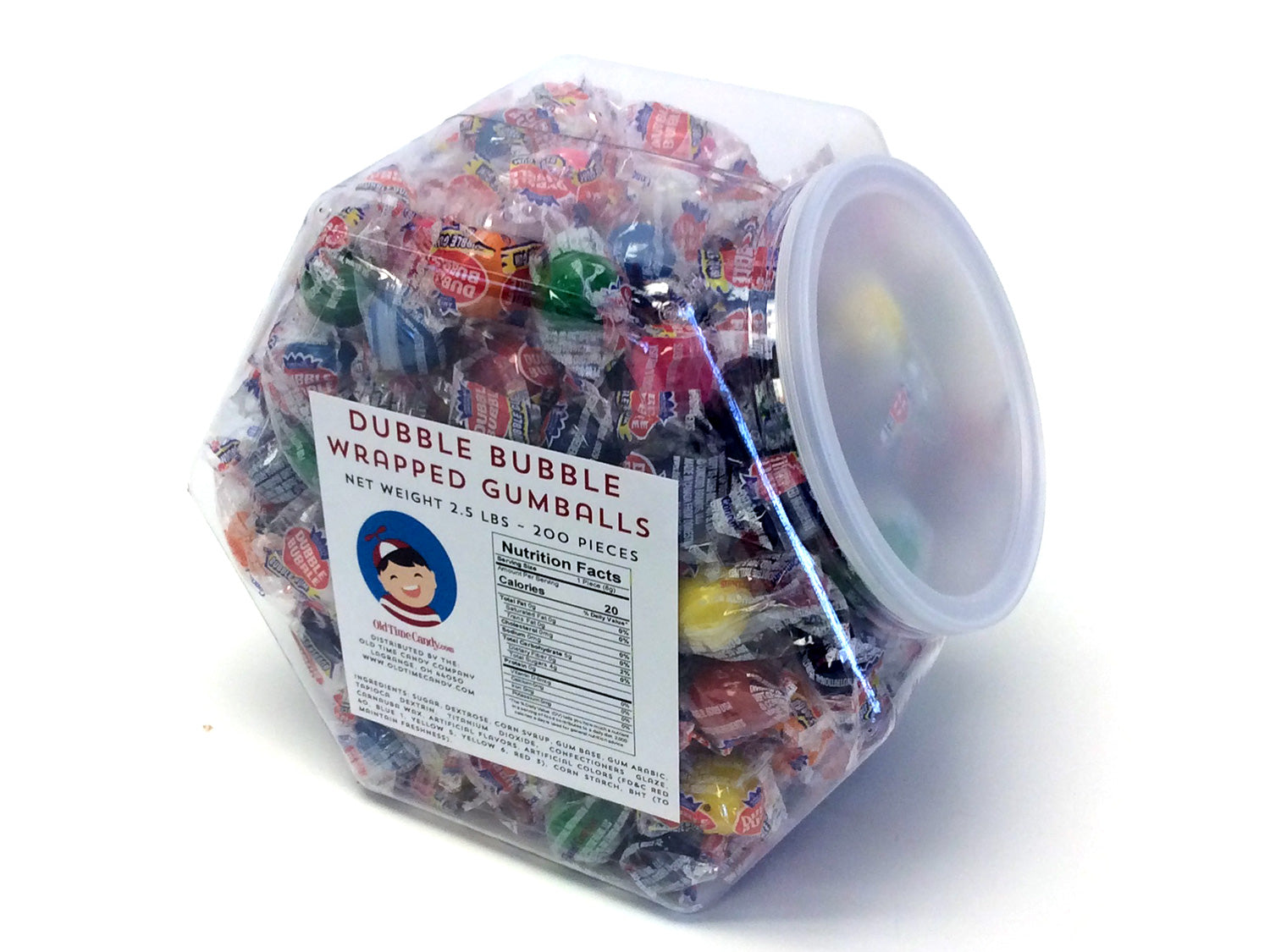 Dubble Bubble Wrapped Gum Balls - 2.5 lb Plastic Tub (200 ct)