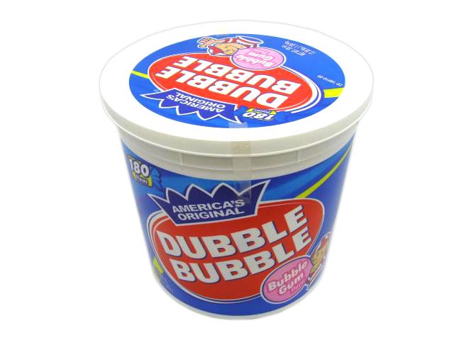 Dubble Bubble Gum - Long Twist Wrap - plastic tub of 180