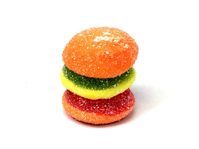 Gummi Sour Mini Burger unwrapped