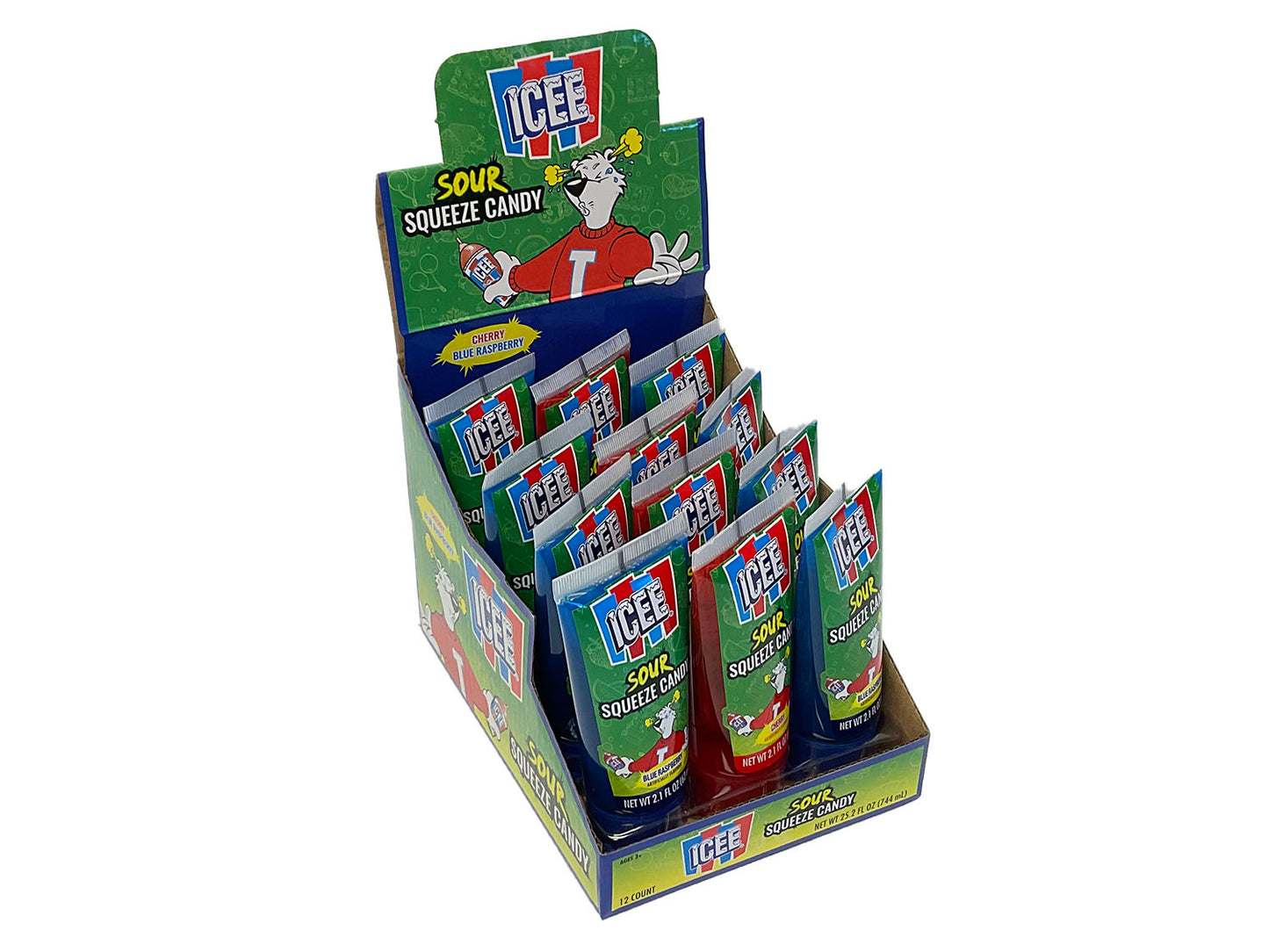 ICEE Sour Squeeze Candy - 2.1 oz tube box of 12