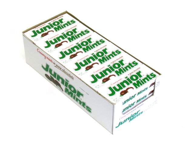 Junior Mints - 1.8 oz box - box of 24 boxes - open