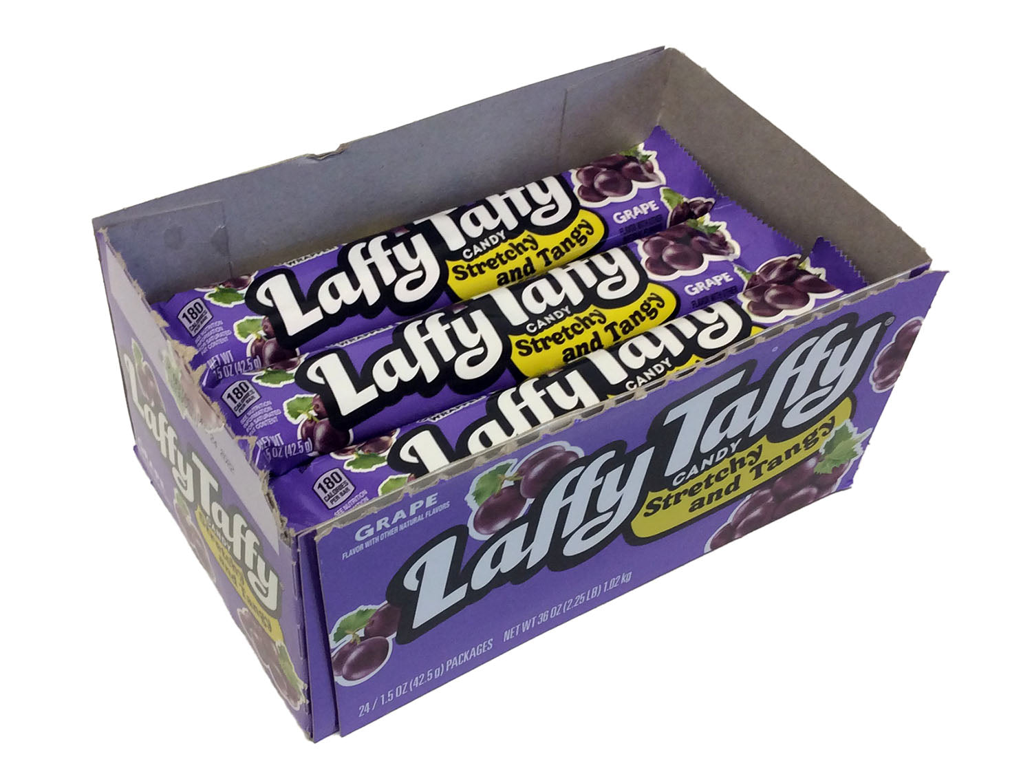 Laffy Taffy 1.5 oz Grape Bar - box of 24 - open