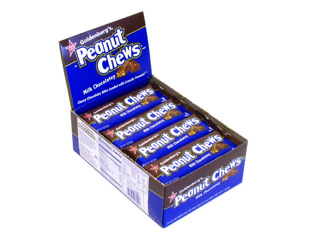 Goldenberg's Peanut Chews - milk chocolatety - 2 oz bar - box of 24 open