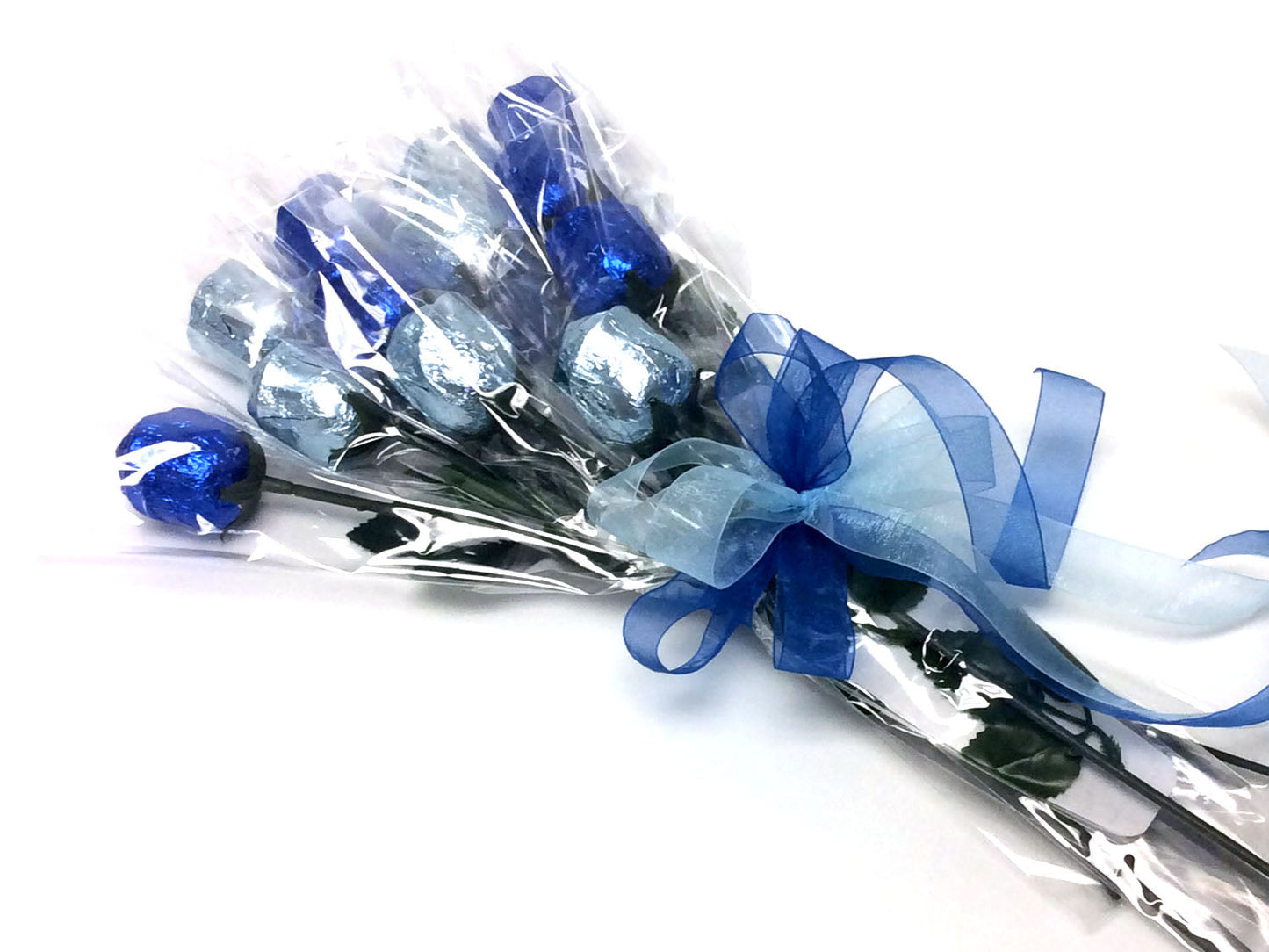 Chocolate Roses Bouquet - blue and silver