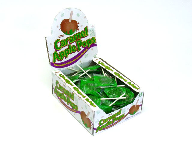 Tootsie Caramel Apple Pops - box of 48 open