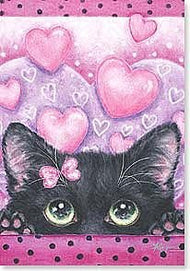 Valentine's Day Card - Black Kitty