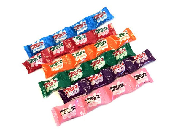 Zotz Fizzy Candy Zots Candies, 200 Pieces Bulk Pack Assorted Flavors Fizz  Candy, Cherry Blue Raspberry Grape Apple Watermelon Orange and Strawberry,  with Nosh Pack Mints 